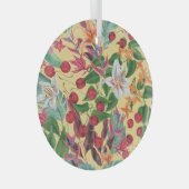 Tropical Flowers Cherry: Waterverf Naadloze Patte Glas Ornament (Voorkant Rechts)
