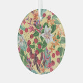 Tropical Flowers Cherry: Waterverf Naadloze Patte Glas Ornament (Voorkant links)