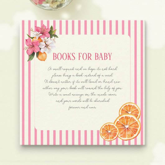 Tropical Flowers Citrus Baby Book Request Card Informatiekaartje