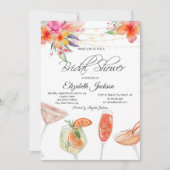 Tropical Flowers Cocktails Lights Vrijgezellenfees Kaart (Voorkant)