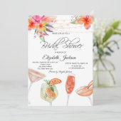 Tropical Flowers Cocktails Lights Vrijgezellenfees Kaart (Staand voorkant)