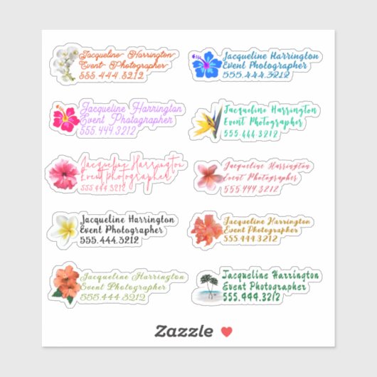 Tropical Flowers Custom-Cut Vinyl Sticker (Vel)