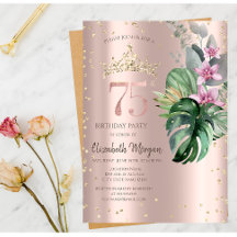 Tropical Flowers Diamonds Roos Gold 75e verjaardag