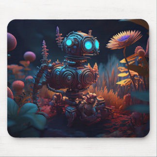 Tropical Flowers Dystopian Robot Muismat