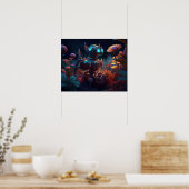 Tropical Flowers Dystopian Robot Poster (Keuken)