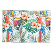 Tropical Flowers en Toucan Pillow Hoesje Kussensloop (Achterkant)