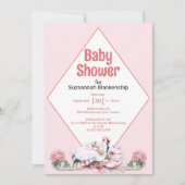 Tropical Flowers & Flamingo Aangepast Baby shower Kaart (Voorkant)