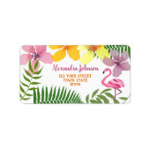 Tropical Flowers Flamingo Retouradres Etiket (Voorkant)