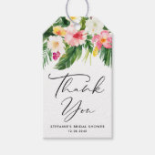 Tropical Flowers Greenery Vrijgezellenfeest Dank u Cadeaulabel (Voorkant)