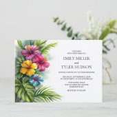 Tropical Flowers Greenery Wedding Kaart (Staand voorkant)