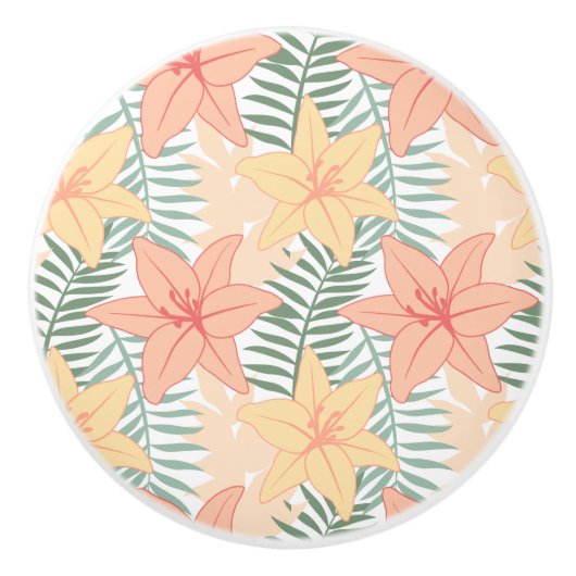 Tropical Flowers Keramische Knop (Voorkant)