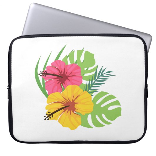 Tropical Flowers Laptop Hoesje Sleeve (Voorkant)