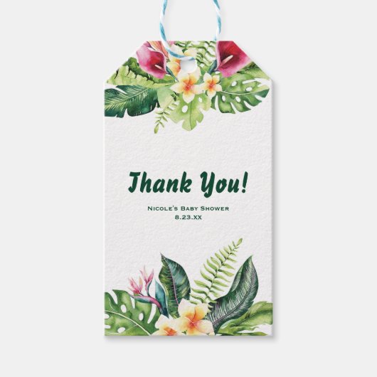 Tropical Flowers Leaves Floral Vrijgezellenfeest P Cadeaulabel (Voorkant)