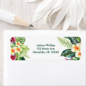 Tropical Flowers Leaves Floral Vrijgezellenfeest P Etiket (Insitu)