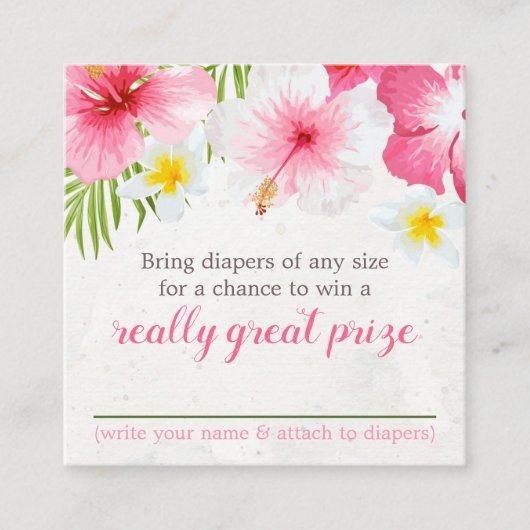 Tropical Flowers Luier Raffle Baby shower Informatiekaartje (Voorkant)