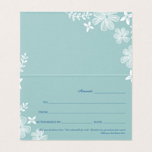 Tropical Flowers Massage Gift Card Kaart (Binnenkant ongevouwen)