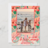 Tropical Flowers Merry-kerstfoto Feestdagenkaart (Voorkant)