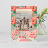 Tropical Flowers Merry-kerstfoto Feestdagenkaart (Staand voorkant)