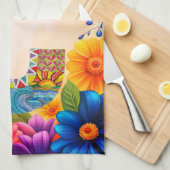 Tropical Flowers Monogram C Kitchen Towel Theedoek (Quarter Fold)