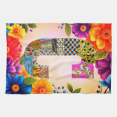 Tropical Flowers Monogram C Kitchen Towel Theedoek (Horizontaal)