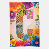 Tropical Flowers Monogram C Kitchen Towel Theedoek (Verticaal)