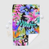 Tropical Flowers Monogram Golfhanddoek (Insitu)