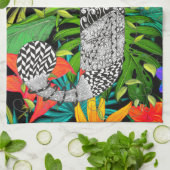 Tropical Flowers Monogram J Kitchen Towel Theedoek (Gevouwen)