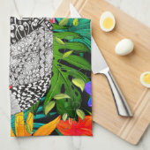 Tropical Flowers Monogram J Kitchen Towel Theedoek (Quarter Fold)