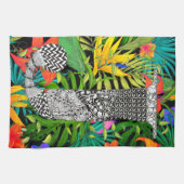 Tropical Flowers Monogram J Kitchen Towel Theedoek (Horizontaal)