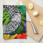 Tropical Flowers Monogram S Kitchen Towel Theedoek (Quarter Fold)