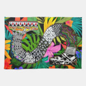 Tropical Flowers Monogram S Kitchen Towel Theedoek (Horizontaal)