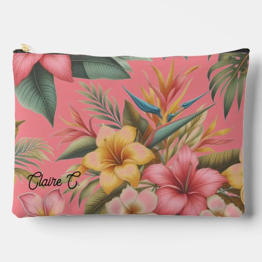 Tropical Flowers Natuur Versierd Accessoire Pouch Etui (Voorkant)