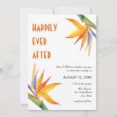 Tropical Flowers Oranje Modern Script Wedding Kaart (Voorkant)