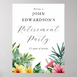 Tropical Flowers Pensioen Feest Welkomstbord Poster