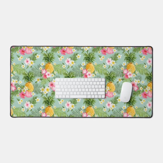 Tropical Flowers & Pineapples Bureaumat (Keyboard & Muis)