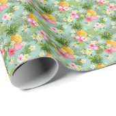 Tropical Flowers & Pineapples Cadeaupapier (Rol Hoek)