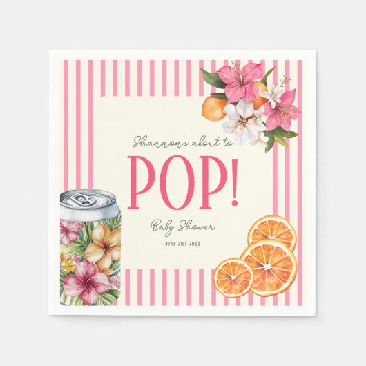 Tropical Flowers Pop Baby Shower Paper Napkins Servet (Voorkant)