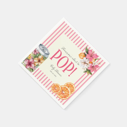 Tropical Flowers Pop Baby Shower Paper Napkins Servet (Hoek)