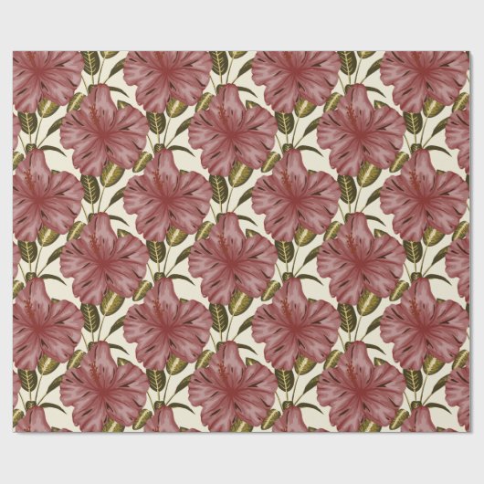 Tropical flowers seamless pattern | red flowers cadeaupapier (Vlak)