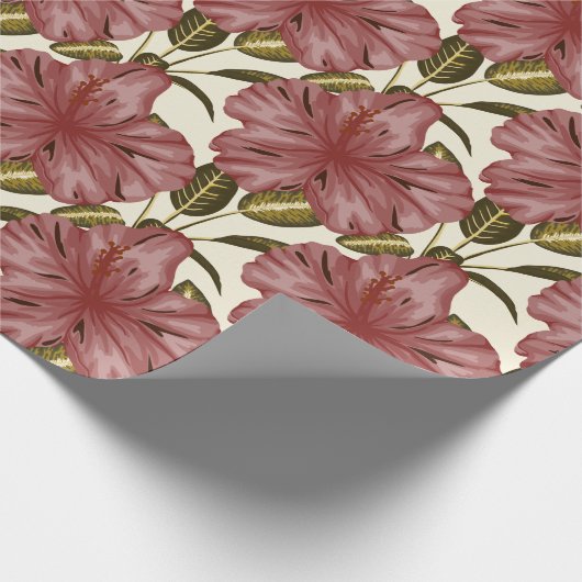 Tropical flowers seamless pattern | red flowers cadeaupapier (Hoek)