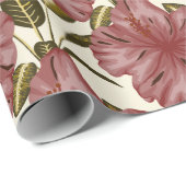 Tropical flowers seamless pattern | red flowers cadeaupapier (Rol Hoek)