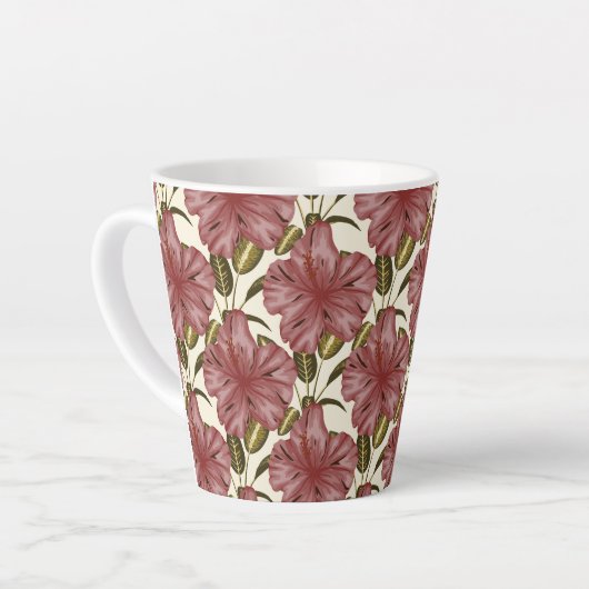 Tropical flowers seamless pattern | red flowers latte mok (Linkerhoek)