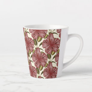 Tropical flowers seamless pattern   red flowers latte mok