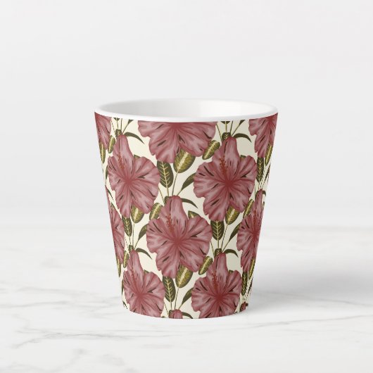 Tropical flowers seamless pattern | red flowers latte mok (Voorkant)