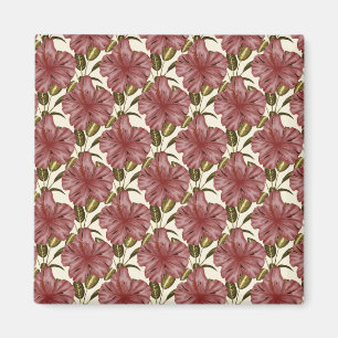 Tropical flowers seamless pattern   red flowers magneet