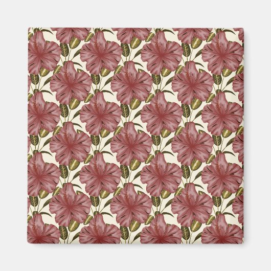 Tropical flowers seamless pattern | red flowers magneet (Voorkant)