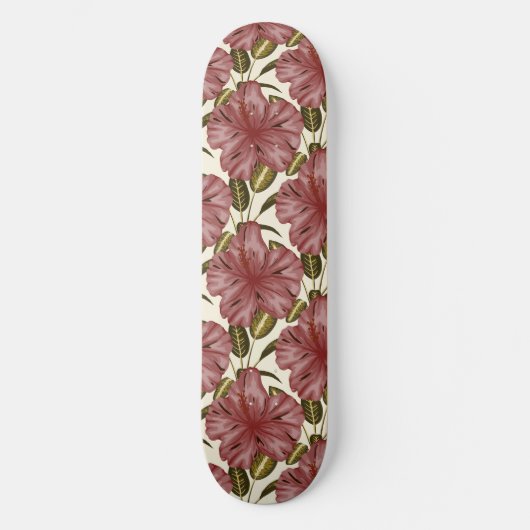 Tropical flowers seamless pattern | red flowers persoonlijk skateboard (Voorkant)