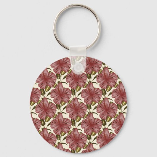 Tropical flowers seamless pattern | red flowers sleutelhanger (Voorkant)