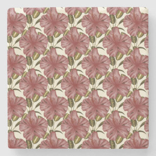 Tropical flowers seamless pattern   red flowers stenen onderzetter