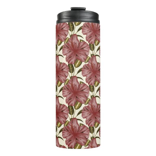 Tropical flowers seamless pattern | red flowers thermosbeker (Voorkant)